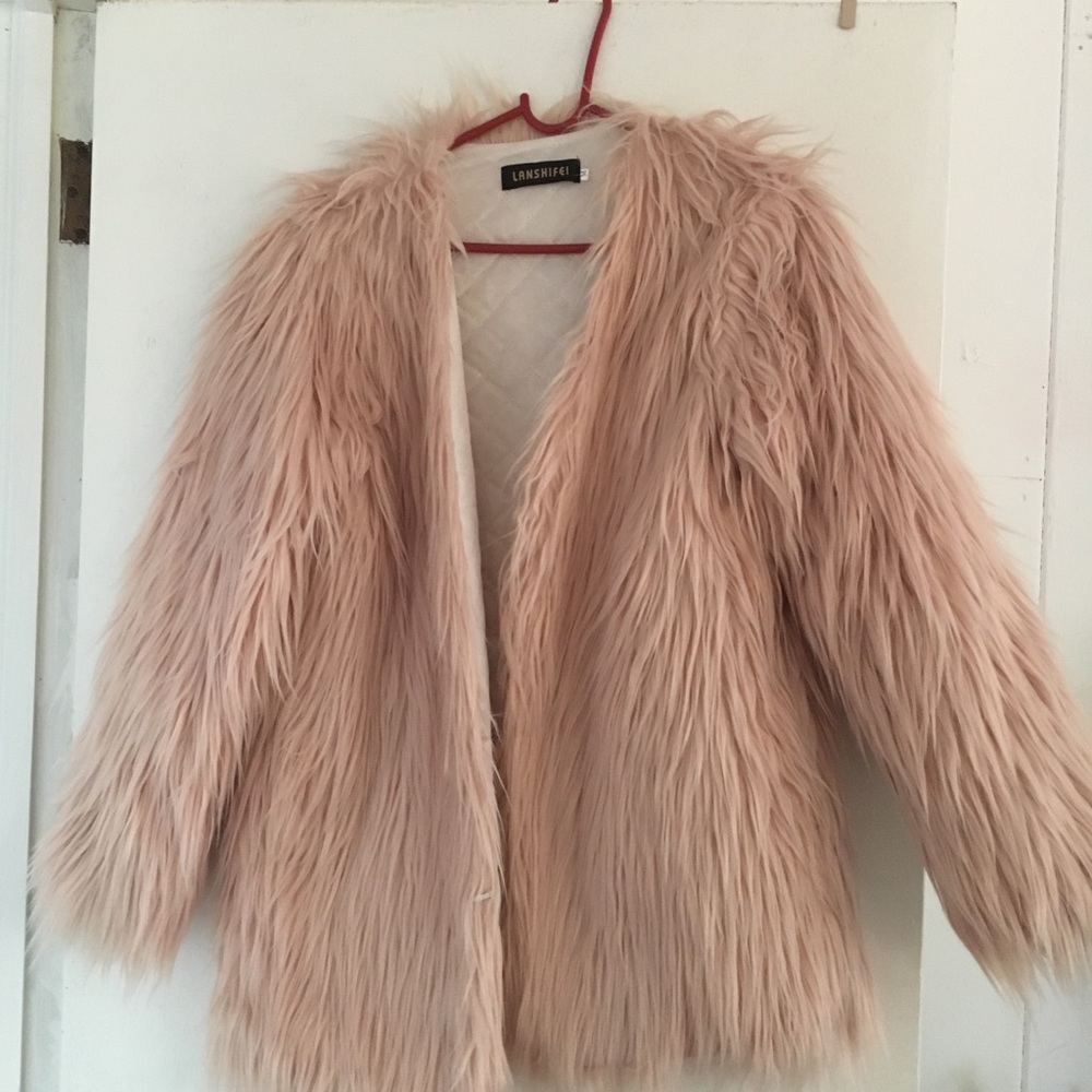 Pink/rose faux fur jacket